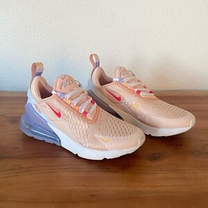 Nike Air Max 270 athletic sneaker washed coral orange white running shoes 6.5